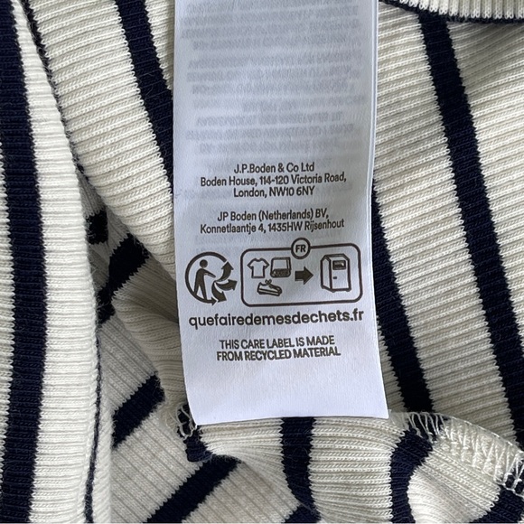 Boden Black White Stripe Ribbed Knit Cami Tank Top Size 10 - Picture 6 of 6